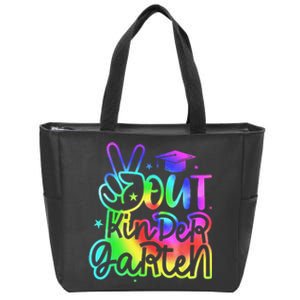 Tie Dye Colorful Peace Sign Hand Out Kindergarten Graduation Zip Tote Bag