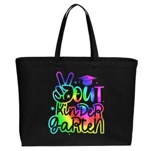 Tie Dye Colorful Peace Sign Hand Out Kindergarten Graduation Cotton Canvas Jumbo Tote