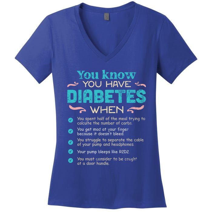 T1d Diabetes Checklist Cool Gift Women's V-Neck T-Shirt