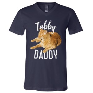 Tabby Daddy Cat Lover Funny Saying Graphic Gift V-Neck T-Shirt