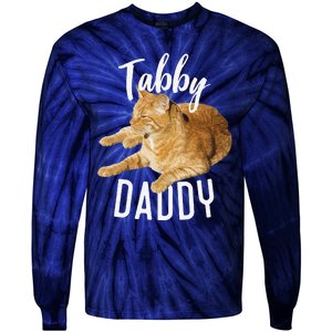 Tabby Daddy Cat Lover Funny Saying Graphic Gift Tie-Dye Long Sleeve Shirt