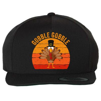 Turkey Day Cute Gift Gobble Gobble Thanksgiving Day Gift Wool Snapback Cap