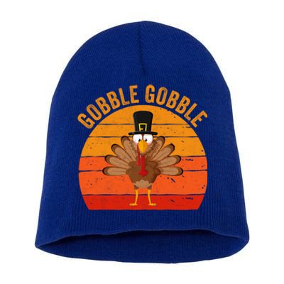 Turkey Day Cute Gift Gobble Gobble Thanksgiving Day Gift Short Acrylic Beanie