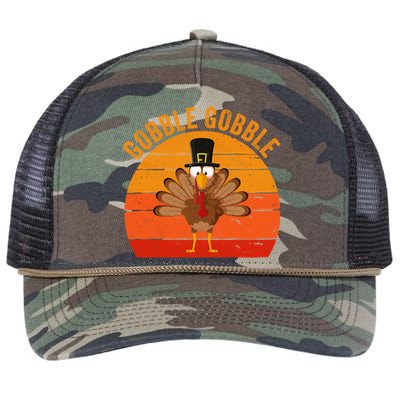 Turkey Day Cute Gift Gobble Gobble Thanksgiving Day Gift Retro Rope Trucker Hat Cap