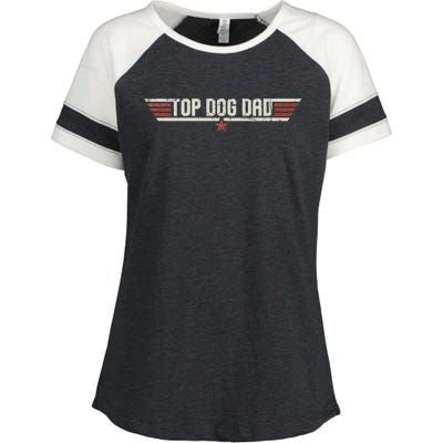 Top Dog Dad Funny Vintage 80s Gift Dog Father Fathers Day Enza Ladies Jersey Colorblock Tee