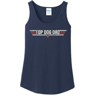 Top Dog Dad Funny Vintage 80s Gift Dog Father Fathers Day Ladies Essential Tank