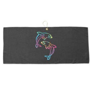 Tie Dye Dolphins Swimming Large Microfiber Waffle Golf Towel