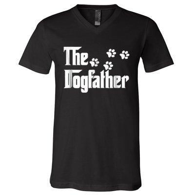 The Dogfather Dad Fathers Day Gift Dog Lover Premium V-Neck T-Shirt