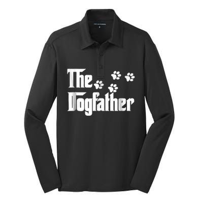 The Dogfather Dad Fathers Day Gift Dog Lover Premium Silk Touch Performance Long Sleeve Polo