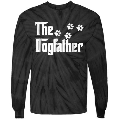 The Dogfather Dad Fathers Day Gift Dog Lover Premium Tie-Dye Long Sleeve Shirt