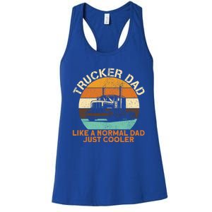 Trucker Dad Diesel Big Rig Semigifttrailer Truck Driver Gift Women's Racerback Tank