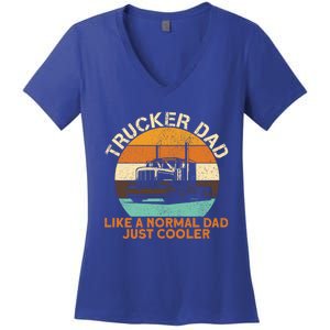 Trucker Dad Diesel Big Rig Semigifttrailer Truck Driver Gift Women's V-Neck T-Shirt