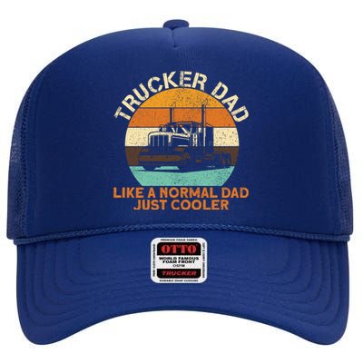 Trucker Dad Diesel Big Rig Semigifttrailer Truck Driver Gift High Crown Mesh Back Trucker Hat