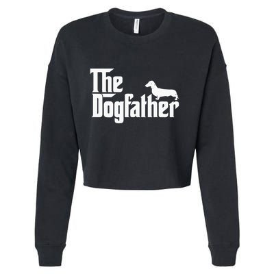 The Dogfather Dachshund Funny Father Dog Lover Cropped Pullover Crew