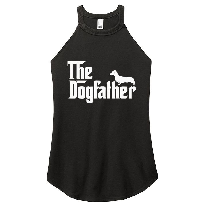 The Dogfather Dachshund Funny Father Dog Lover Women's Perfect Tri Rocker Tank