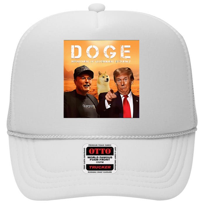 Trump Doge Department Of Government Efficiency Mars High Crown Mesh Back Trucker Hat