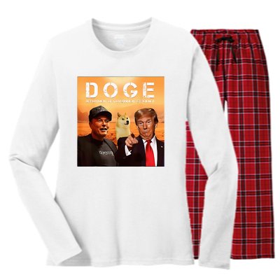 Trump Doge Department Of Government Efficiency Mars Women's Long Sleeve Flannel Pajama Set 