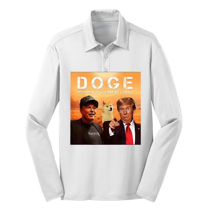 Trump Doge Department Of Government Efficiency Mars Silk Touch Performance Long Sleeve Polo