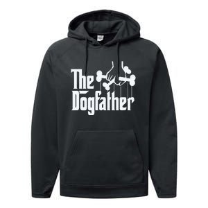 The Dogfather Dog Dad Fathers Day Gift Dog Lover Performance Fleece Hoodie