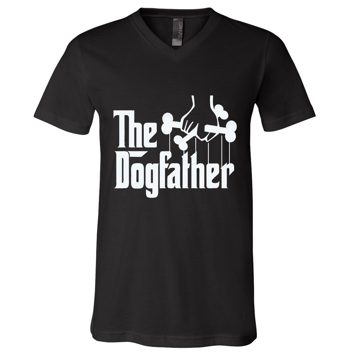 The Dogfather Dog Dad Fathers Day Gift Dog Lover V-Neck T-Shirt