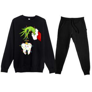 Tooth Dentist Dental Christmas Holiday Premium Crewneck Sweatsuit Set