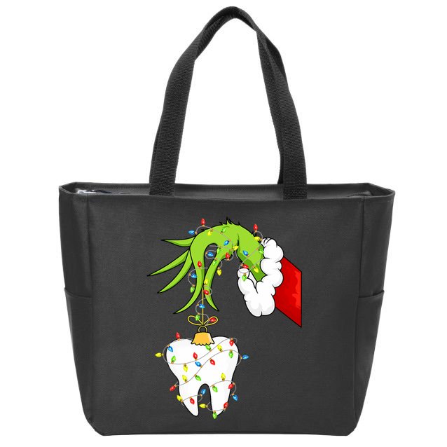 Tooth Dentist Dental Christmas Holiday Zip Tote Bag