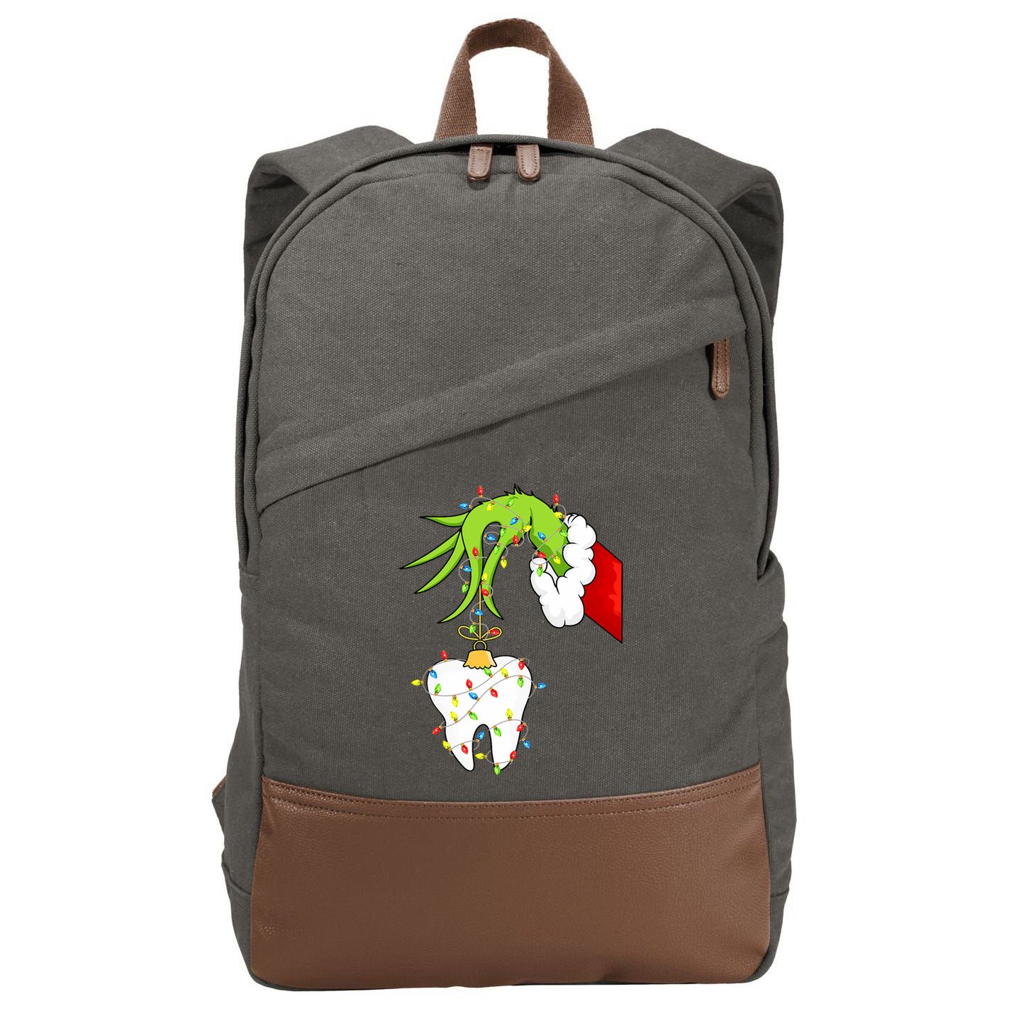 Tooth Dentist Dental Christmas Holiday Cotton Canvas Backpack