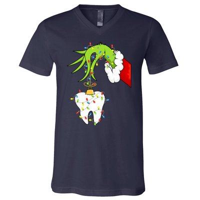 Tooth Dentist Dental Christmas Holiday V-Neck T-Shirt