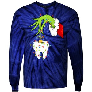 Tooth Dentist Dental Christmas Holiday Tie-Dye Long Sleeve Shirt