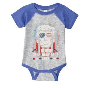 Trump Drill Drill American Flag Funny Gift Infant Baby Jersey Bodysuit