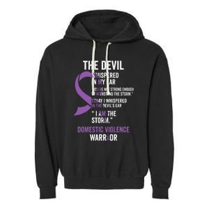 The Devil Domestic Violence Awareness Support Ribbon Garment-Dyed Fleece Hoodie