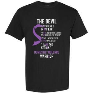 The Devil Domestic Violence Awareness Support Ribbon Garment-Dyed Heavyweight T-Shirt