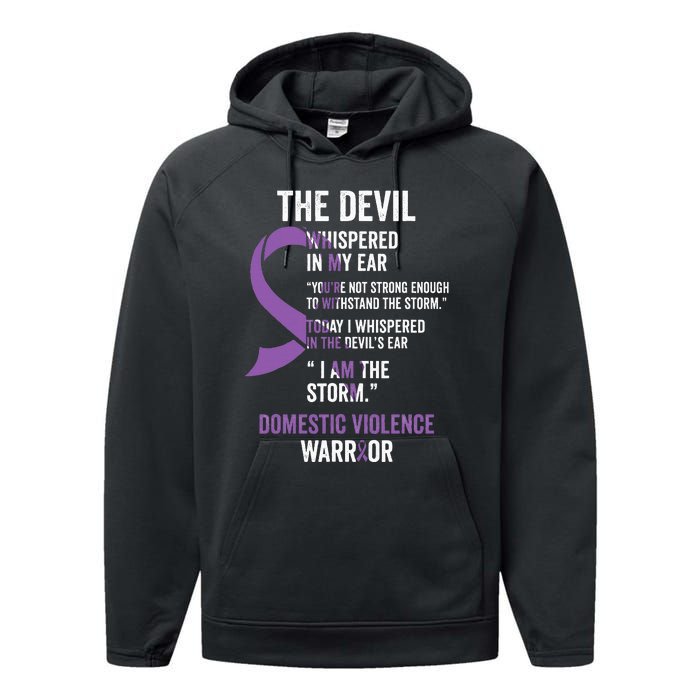 The Devil Domestic Violence Awareness Support Ribbon Performance Fleece Hoodie