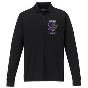 The Devil Domestic Violence Awareness Support Ribbon Performance Long Sleeve Polo