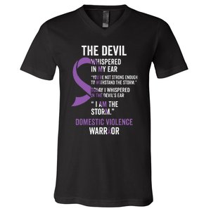 The Devil Domestic Violence Awareness Support Ribbon V-Neck T-Shirt