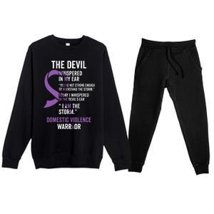 The Devil Domestic Violence Awareness Support Ribbon Premium Crewneck Sweatsuit Set