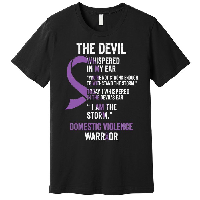 The Devil Domestic Violence Awareness Support Ribbon Premium T-Shirt