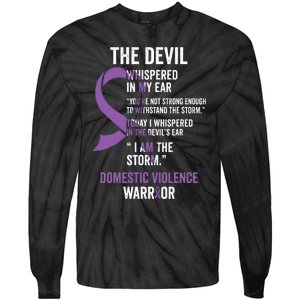 The Devil Domestic Violence Awareness Support Ribbon Tie-Dye Long Sleeve Shirt