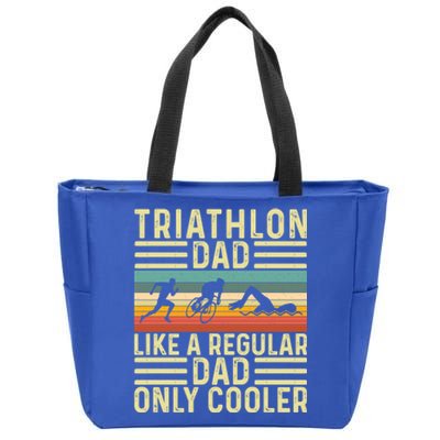 Triathlon Dad Design Swim Bike Run For Triathletes Gift Zip Tote Bag