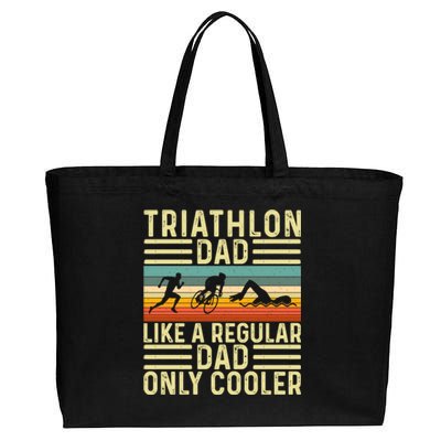 Triathlon Dad Design Swim Bike Run For Triathletes Gift Cotton Canvas Jumbo Tote