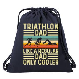 Triathlon Dad Design Swim Bike Run For Triathletes Gift Drawstring Bag