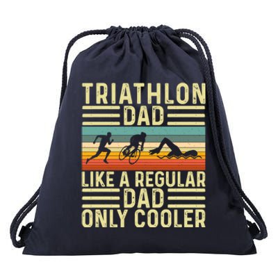 Triathlon Dad Design Swim Bike Run For Triathletes Gift Drawstring Bag