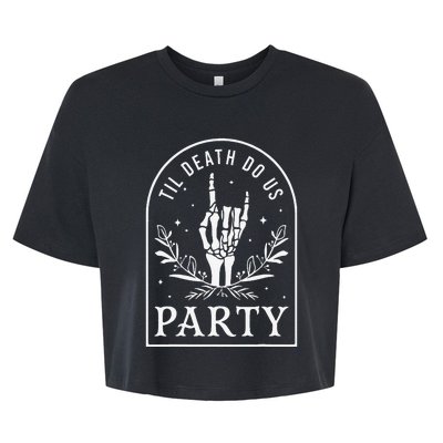 Til Death Do Us Party Retro Halloween Bachelorette Matching Bella+Canvas Jersey Crop Tee