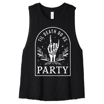 Til Death Do Us Party Retro Halloween Bachelorette Matching Women's Racerback Cropped Tank