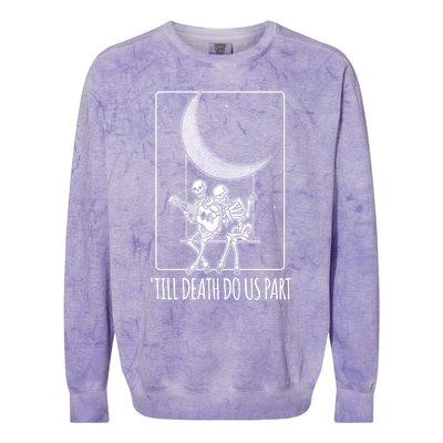 Till Death Do Us Part Skeleton Couple Moon Music Gift Colorblast Crewneck Sweatshirt