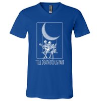 Till Death Do Us Part Skeleton Couple Moon Music Gift V-Neck T-Shirt