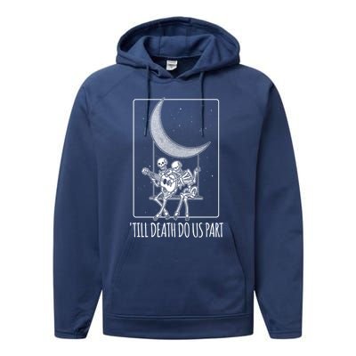 Till Death Do Us Part Skeleton Couple Moon Music Gift Performance Fleece Hoodie