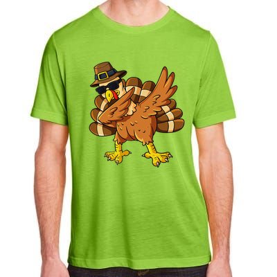 Thanksgiving Day Dabbing Turkey Pilgrim Adult ChromaSoft Performance T-Shirt