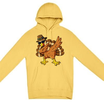 Thanksgiving Day Dabbing Turkey Pilgrim Premium Pullover Hoodie