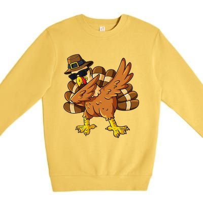 Thanksgiving Day Dabbing Turkey Pilgrim Premium Crewneck Sweatshirt